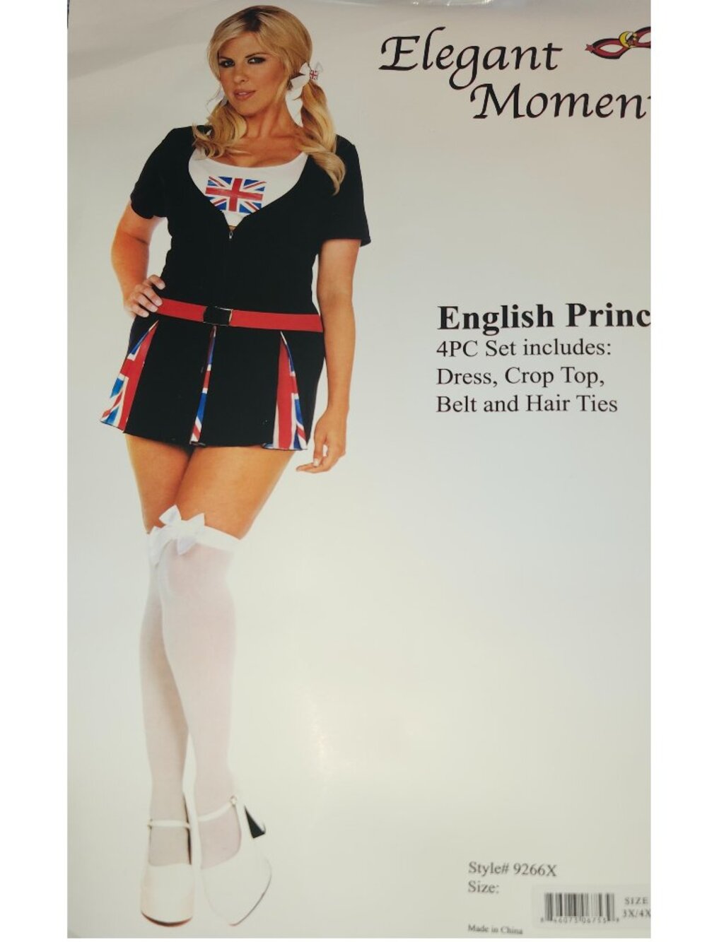 NEW EM9266X Sexy British School Girl 4 pc Costume with Mini Dress Size 3X/4X
